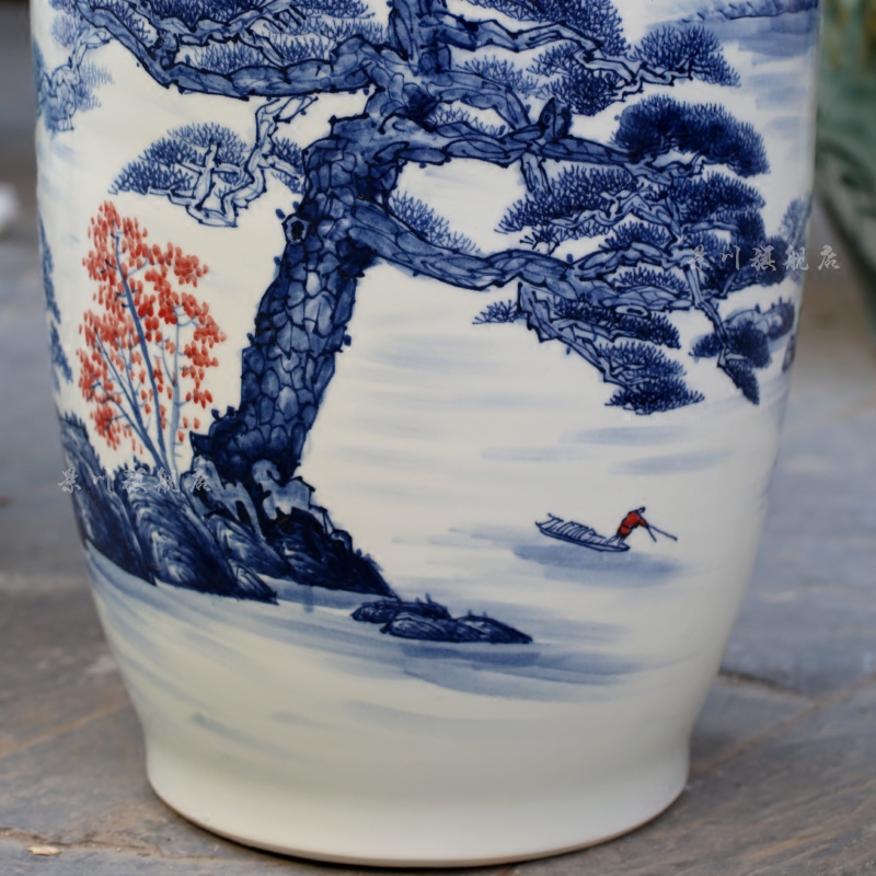 Jingdezhen ceramics hand - made guest - the greeting pine idea gourd bottle of painting and calligraphy sitting room adornment of large vase furnishing articles