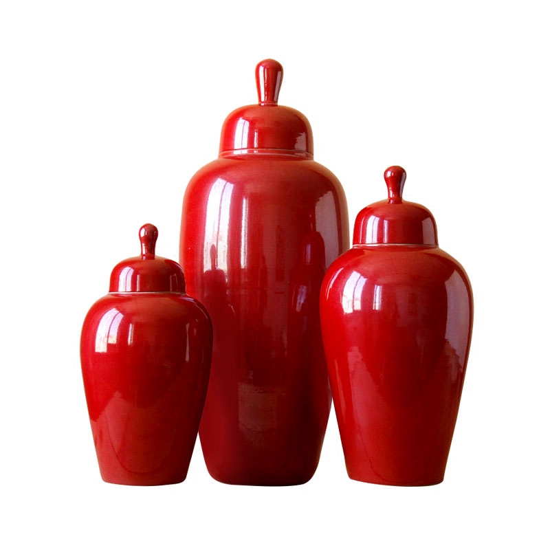 Opens to booking a soft outfit home storage tank model of jingdezhen ceramics red piece of classic adornment furnishing articles ceramics