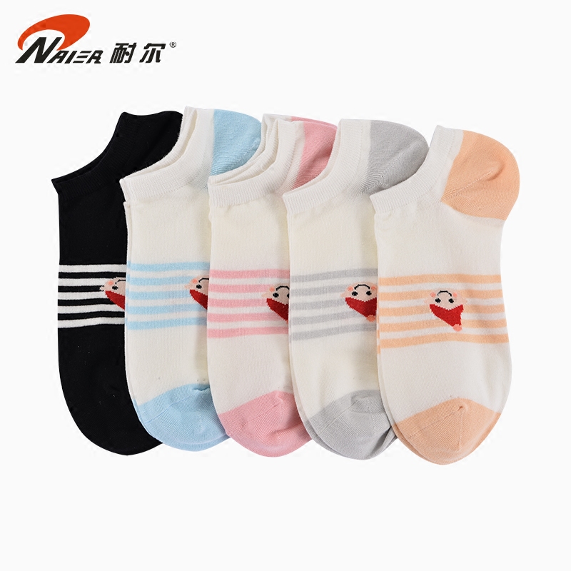 Ms. Resistant Lady Socks Short Socks Striped Cotton Socks Low Help Invisible Socks Light Mouth Thin sports Teenage Cartoon Cute Cotton Socks