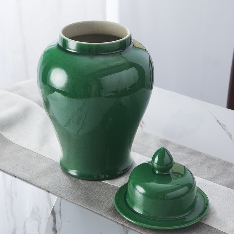 General jingdezhen ceramics green vase storage pot furnishing articles Chinese flower arranging household soft adornment sitting room
