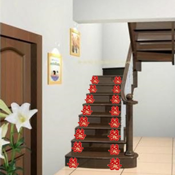 Wedding SuppliestDouble Hello Door Sticker Wedding Room Decoration Steps Staircase Staircase Staircase Flower Cutting Stickers