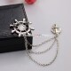 Navy style tassel anchor brooch men's corsage crystal rudder collar pin buckle women's shirt collar clip women's pin jewelry