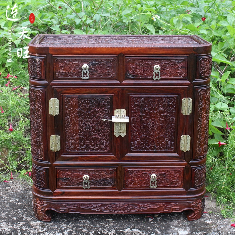 Red Wood Dragon Cabinet Laos Big Red Acid Branches Multitreasure Wood Carved Furniture Swing Piece Jewelry Box First Decorated Case Bed Head Cabinet Hem