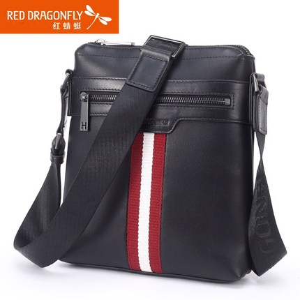 红蜻蜓男包新款男士单肩包真皮男竖款背包商务斜挎包牛皮小包包潮