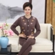 Áo nịt len ​​trung niên nữ nhiệt cỡ lớn dày cộng với đôi cotton nhung 襟 Bộ đồ Qiuyi Qiuku Jacquard mùa đông