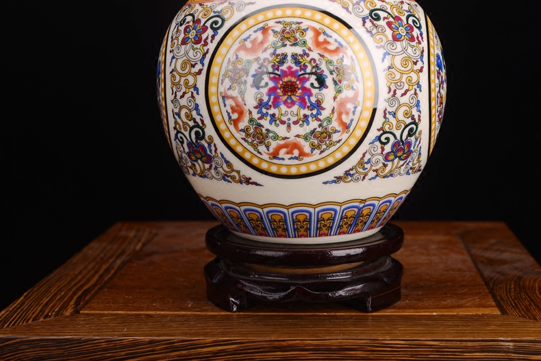 Jingdezhen ceramic antique colored enamel vase classical household furnishing articles sitting room TV ark, handicraft ornament