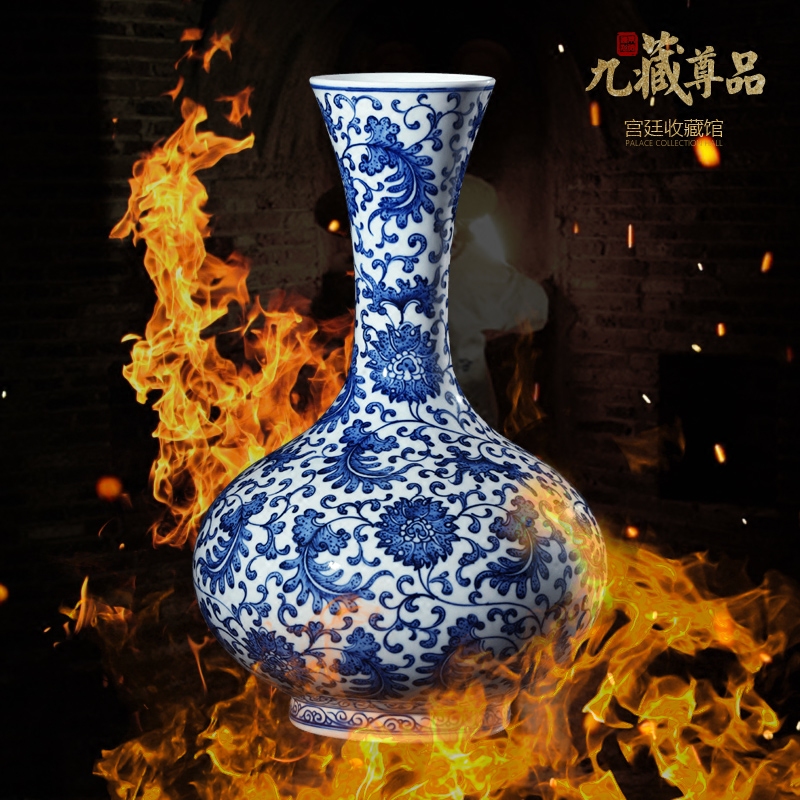 Jingdezhen ceramics hand - made vases furnishing articles of Chinese antique blue and white porcelain flower arrangement sitting room home wine accessories