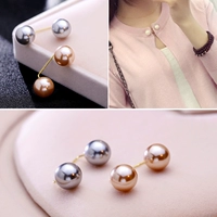 Phiên bản tiếng Hàn của từ trâm ngọc trai pin thời trang hoang dã pin pin hai đầu ngọc trai cong kim chống ánh sáng cổ áo cai ao