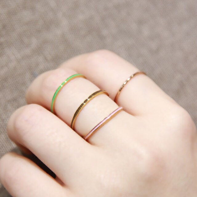 Japanese and Korean super thin ins tail ring IPG18K color ring titanium steel ring thin tail ring Korean version thin joint ring