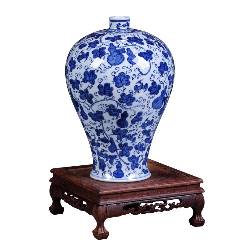 About Nine sect jingdezhen blue and white porcelain making checking ceramic vase mei bottles of antique vase household adornment furnishing articles in the living room