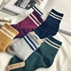 Vớ cotton sọc thoải mái thể thao tất nữ mùa thu và vớ ống mùa đông vớ vớ nữ Hàn Quốc mùa thu và mùa đông đôi vớ tất dài đến đầu gối Bít tất nữ
