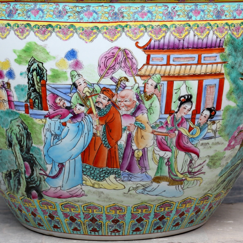Jingdezhen ceramics hand - made group of fairy tortoise birthday chart a goldfish bowl lotus cylinder sitting room study garden furnishing articles