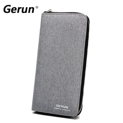 格润男士长款钱包拉链手拿包多卡位休闲时尚青年皮夹男式手包薄款