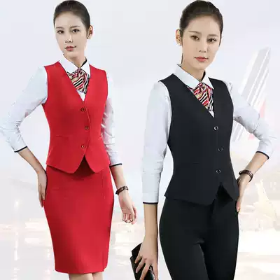Flight attendant uniform professional suit aviation dress vest three-piece set hotel front desk beauty salon beautician work clothes