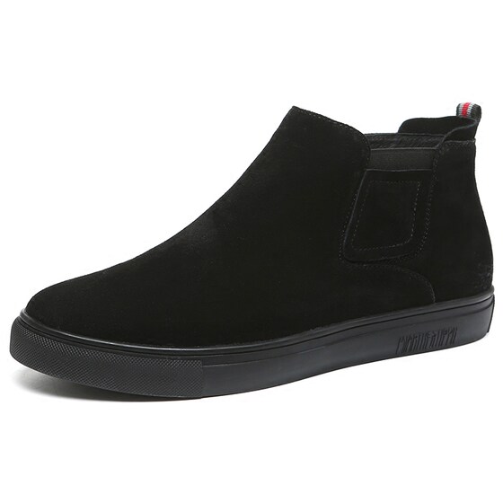 切尔西靴男士马丁靴男高帮雪地棉鞋男鞋冬季翻毛皮鞋加绒保暖靴子