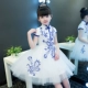 Trẻ em sườn xám váy nữ phong cách Trung Quốc sứ trắng xanh guzheng chơi cạnh tranh biểu diễn quần áo cô gái trang phục cô gái quần áo em bé Váy trẻ em