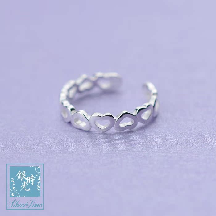 Silver Time S925 Sterling Silver Ring Hollow Love Ring Fashion Tail Ring Personality Temperament Creative Open Ring Female