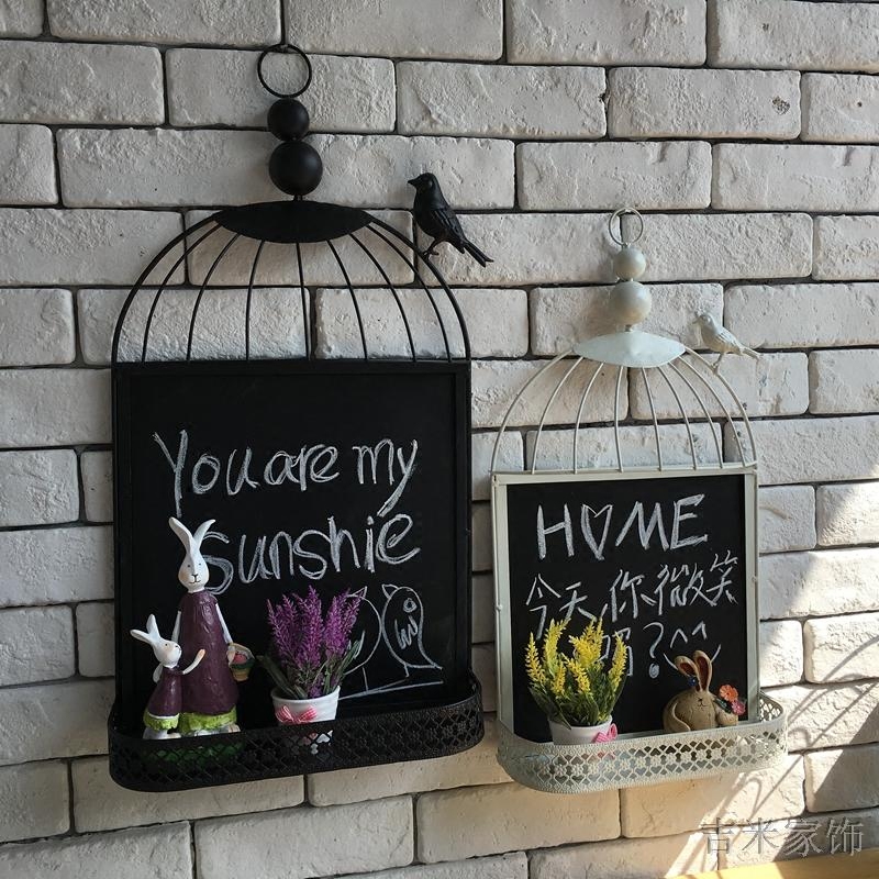 European Wrought iron birdcage blackboard Wall wall decoration Wall decoration Cafe clothing store decoration Storage message board
