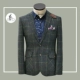 Anh cưỡi retro Tweed len tweed săn bắn kẻ sọc xanh đậm Slim nam giản dị phù hợp với bộ đồ vest nam đẹp Suit phù hợp