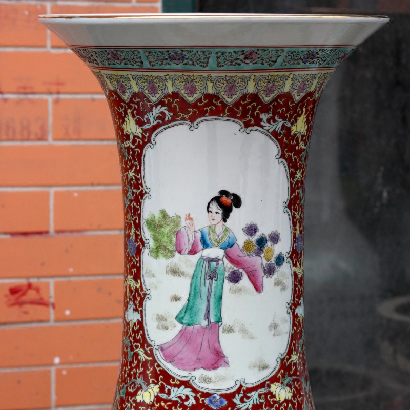 Jingdezhen ceramic hand - made pastel had large vases, home sitting room hotel Chinese flower arranging furnishing articles