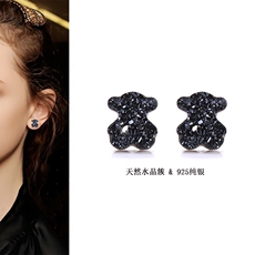 Серьги a star 2018新款进口超闪晶簇耳钉女925纯银创意可爱小熊网红