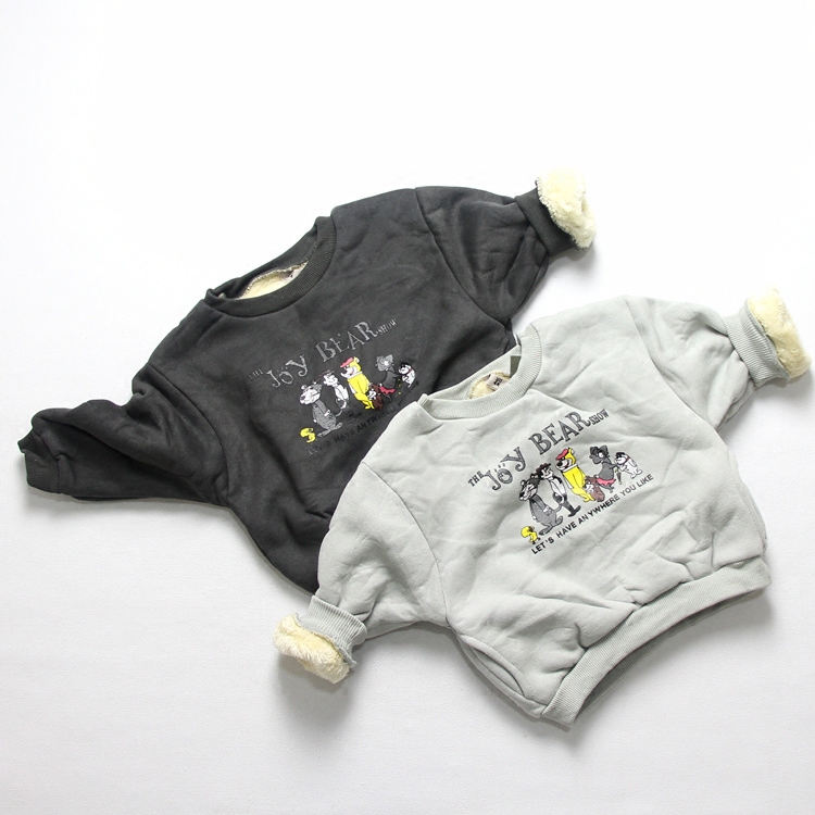 Winter Korean children's clothing in children's children's baby boys and girls cartoon animals plus velvet sweater sweater soft and warm