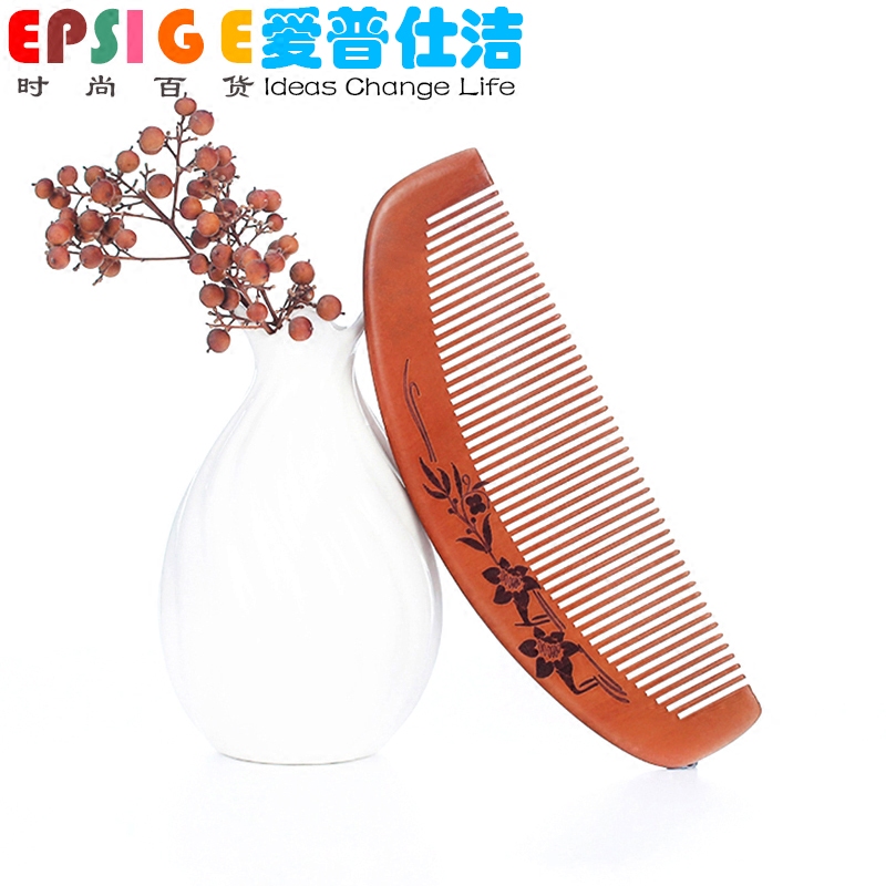 (Love Presso-Natural Peach Wood Comb) Moon Shaped Fine Teeth Antistatic Hair Loss Home Delivery Health Care Massage Comb