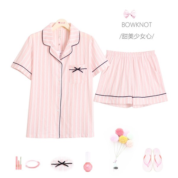 芬腾 18年夏季款 纯棉 女式短袖睡衣 居家服 两件套 天猫优惠券折后¥99包邮(¥129-30)3款可选 芬腾 18年夏季款 纯棉 女式短袖睡衣 居家服 两件套 天猫优惠券折后¥99包邮(¥129-30)3款可选