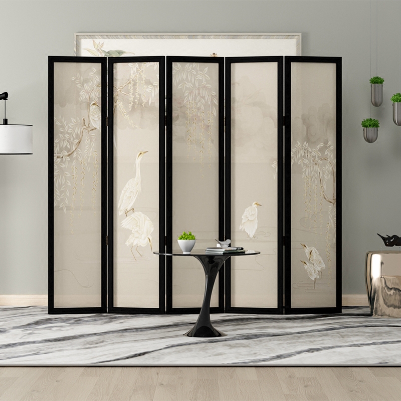 Chinese Vintage Solid Wood Folding Folding Screen Partition Xuanguan Fashion Living room folding screen Semi-permeable Yarn Dining Hall Hotel Screen