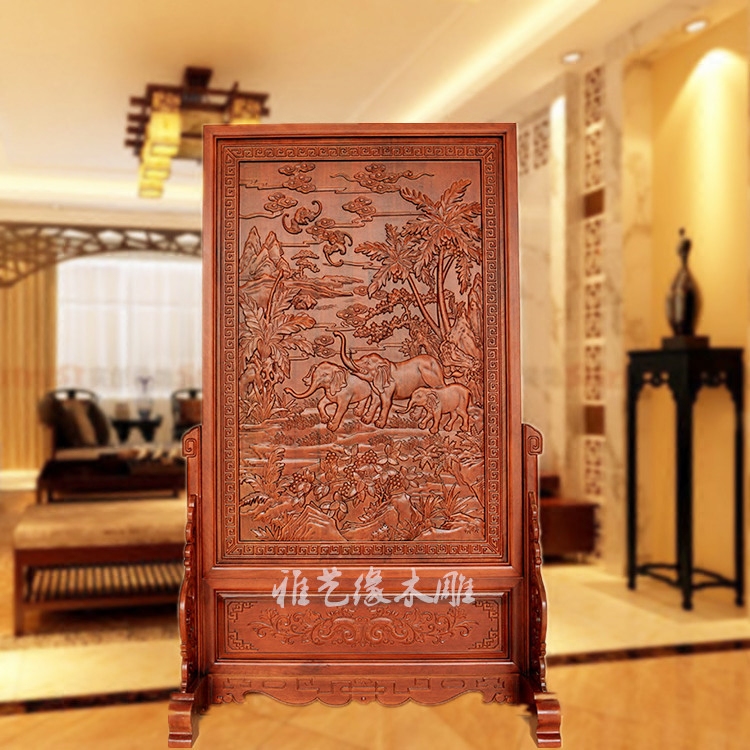 New product full solid wood double-sided engraving floor screen insert screen New Chinese style furniture living room partition Xuanguan Background wall-Taobao