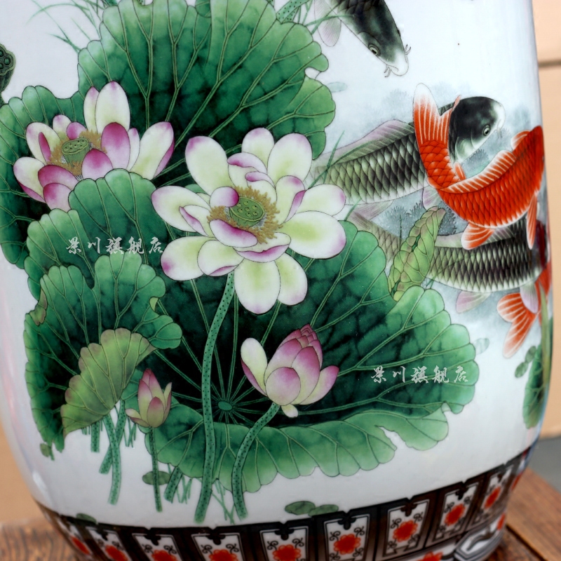 Jingdezhen porcelain lotus fish dry flower arranging flowers sitting room of modern technology of large vase household act the role ofing is tasted furnishing articles