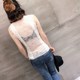 Spring and summer new eyelash lace V-neck thread cotton vest women's back lace beautiful back sleeveless bottoming shirt top