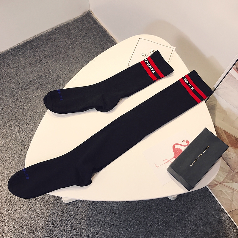 Over Knee Long Barrel Socks Children Day Korea Autumn Winter Women's Stockings College Wind High Silo Socks Striped Letters Cotton Socks Female Tide