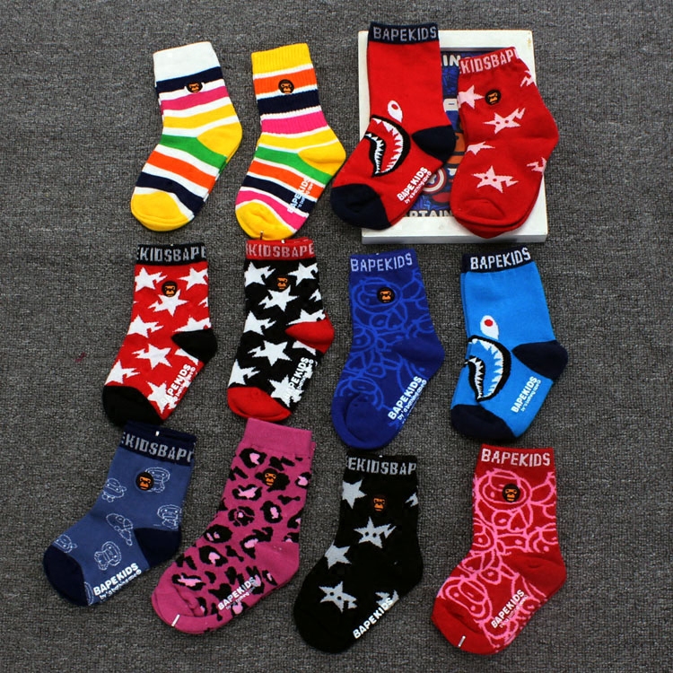 Trendy Children's Socks, Parent-Child Socks, Cotton Socks, Autumn and Winter Socks, Embroidered Cartoon Mid-Calf Socks, Patterned Monkey Striped Socks, Trendy Socks