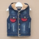 Áo vest trẻ em denim 1 cộng nhung 2 mùa thu đông mới 3 áo ấm cho bé trai và bé gái 4 áo vest bé 5 tuổi