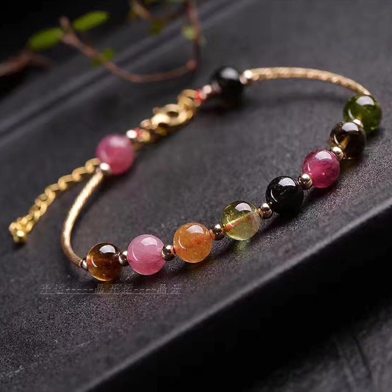 Natural tourmaline bracelet Brazil natural tourmaline string women stylish natural crystal jewelry