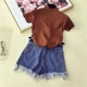 Mùa xuân hè mới thời trang nửa cổ áo len cao cổ màu rắn hoang dã Áo thun ngắn tay nữ đầu thon cardigan nữ Áo / áo thun