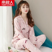 Đồ ngủ mới ở Nam Cực Bộ đồ cotton dài tay cho nữ Bộ đồ hoạt hình dễ thương Bộ đồ cotton dễ thương mùa xuân và mùa thu