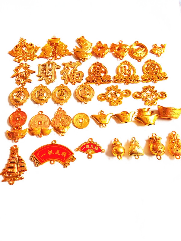 Golden plastic gold-plated jewelry festive decoration birthday money lock Dragon Boat Festival pendant zongzi accessories Fu Zi