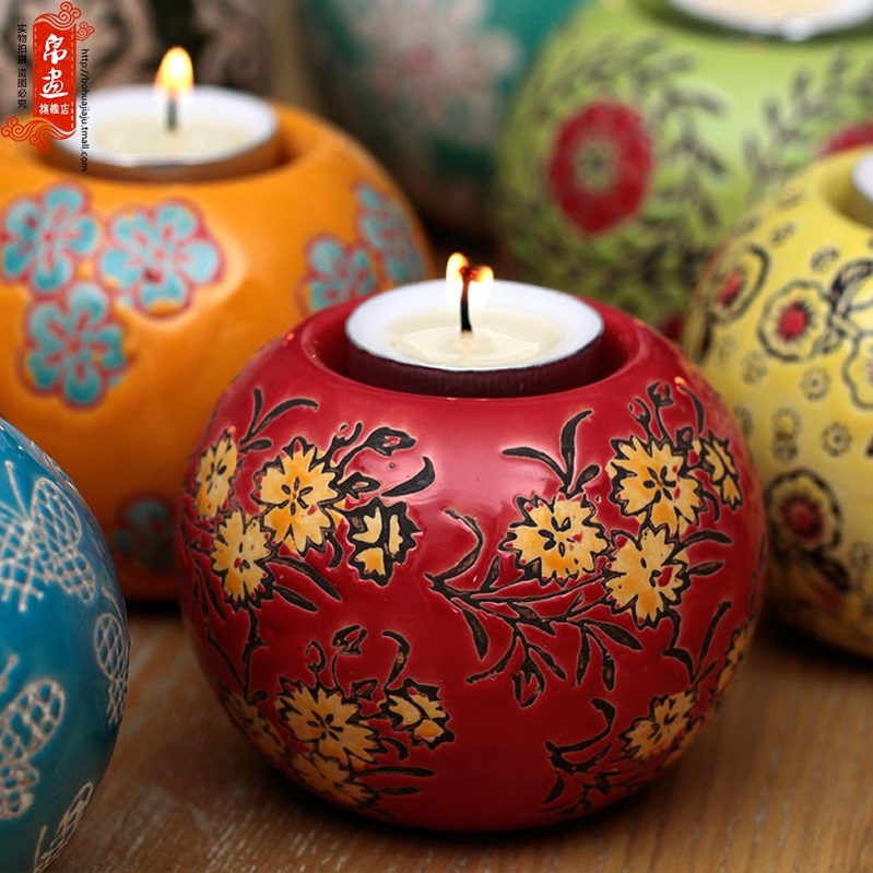 Candlestick ceramic Chinese Europe type restoring ancient ways programs hotel western - style romantic candlelight dinner table household decorative furnishing articles