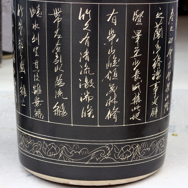 Jingdezhen ceramic quiver carved poems calligraphy and painting scroll painting and calligraphy cylinder receive product sitting room of Chinese style household furnishing articles