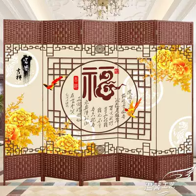 Household screen foldable mobile partition Modern simple space-saving simple push stretch shrink bedroom fabric folding screen