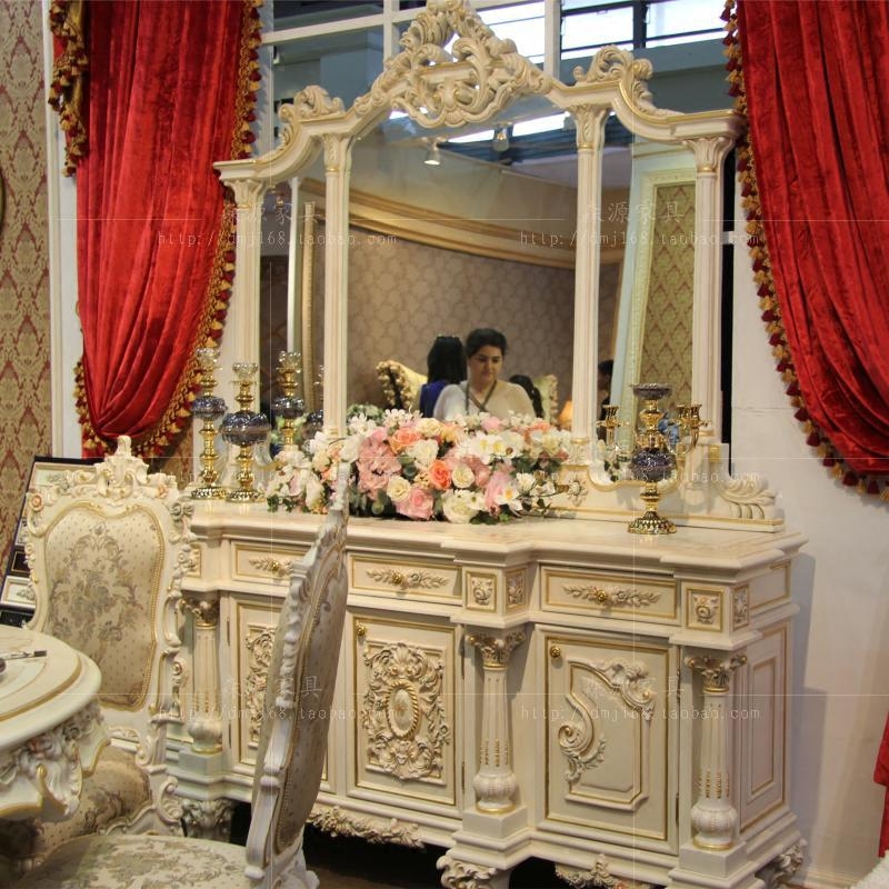 French-style wall table European-style solid wood carved dining cabinet Villa Italian palace furniture light luxury dining cabinet