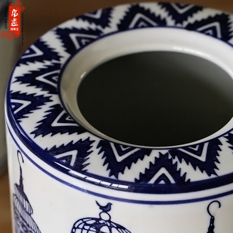 The sitting room porch ark place jingdezhen blue and white porcelain home decoration drum example room decoration ceramic pot