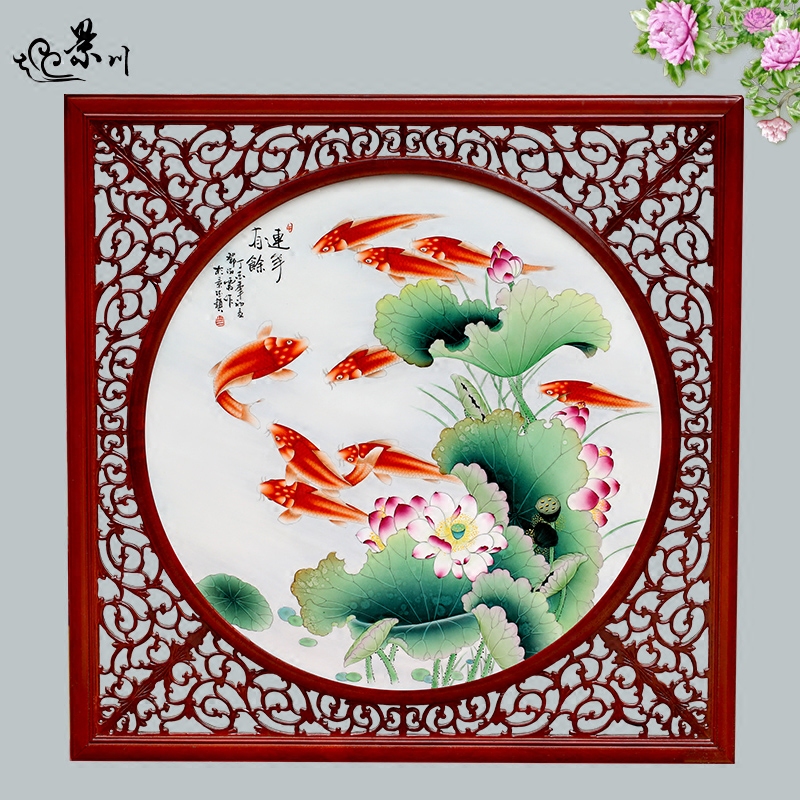 Jingdezhen ceramic hand - made porcelain plate painting sofa setting wall hang a picture to the sitting room porch partition screen copy classic adornment
