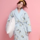 Áo ngủ mùa thu và mùa đông phụ nữ dày ba lớp bông và tay áo dài XL áo choàng ấm áo tắm rộng ao ngu cao cap Night Robe