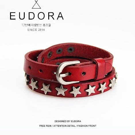 European and American Retro Punk Style Studded Genuine Leather Multi-Circle Bracelet Street Style Personality Unisex Fashion Trendy Jewelry Bracelet