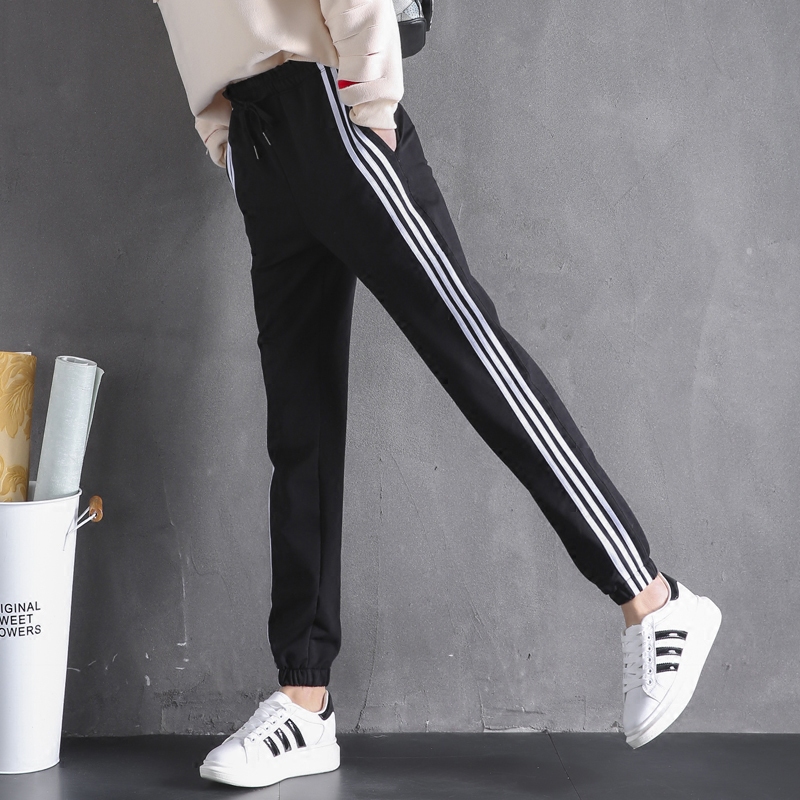 Spring Autumn Sports Pants Women Pants 2021 New Three Bars Slim casual pants loose bunches Pants Slim 100 hitch