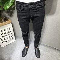 Dòng chữ nam mùa thu đông mới phiên bản Hàn Quốc của kiểu tự thêu retro cũ thêu chân đen quần jeans nhóm xã hội tay nhanh màu đỏ shop thời trang nam