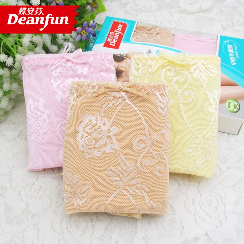 2 pieces of Di Anfen panties women's sexy lace breathable mesh bag hip mid-high waist cotton boxer shorts panties